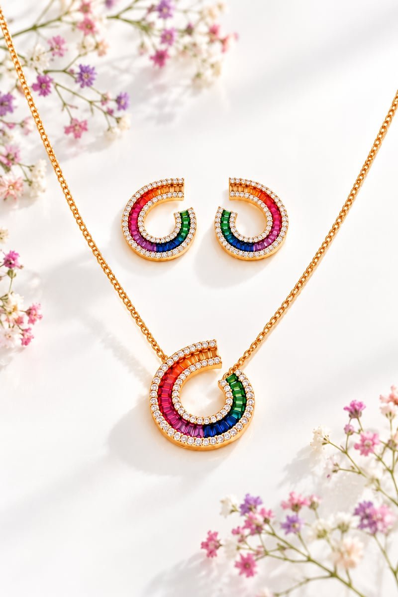 Swarovski Hue Rainbow Statement Pendant Set