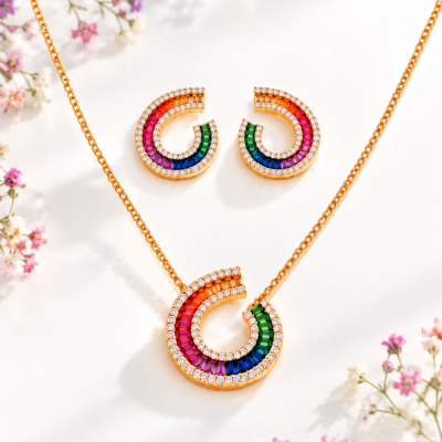 Swarovski Hue Rainbow Statement Pendant Set